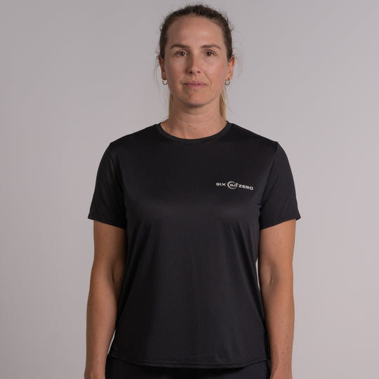 Womens Performance Active Tee Hazy Black with White Logo
