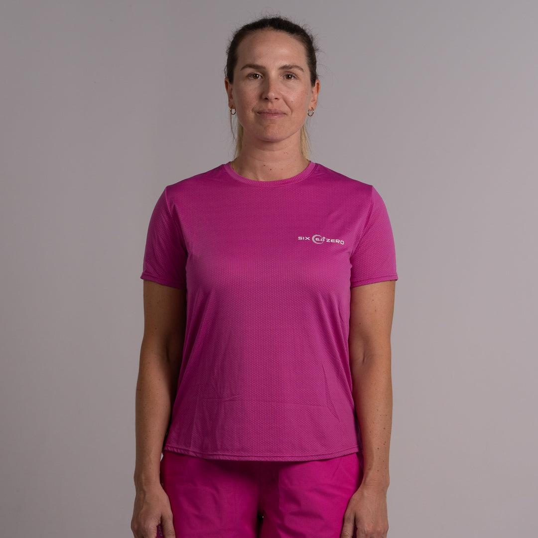 Womens Performance Active Tee Hazy Violet with White Logo