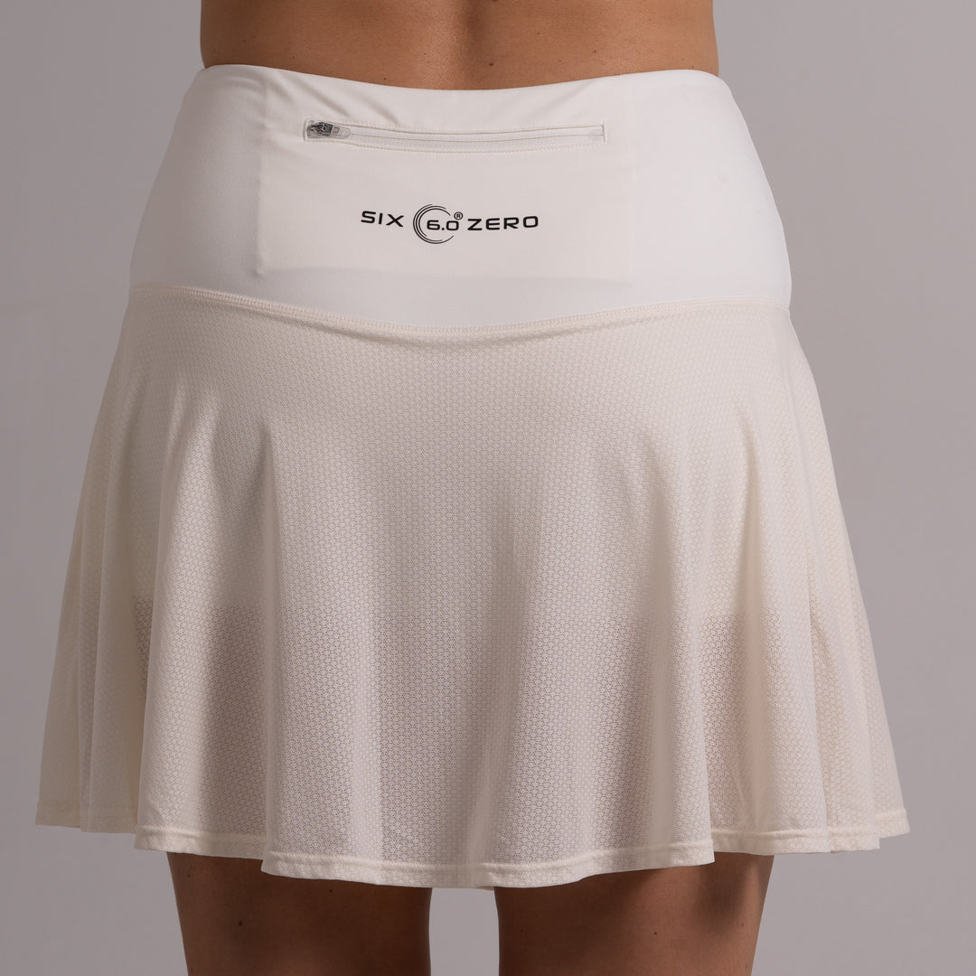 Womens Performance Court Skirt Chalk with Black Logo