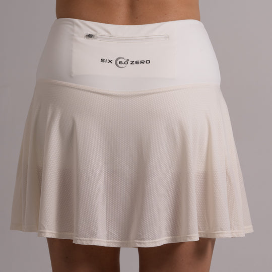 Womens Performance Court Skirt Chalk with Black Logo