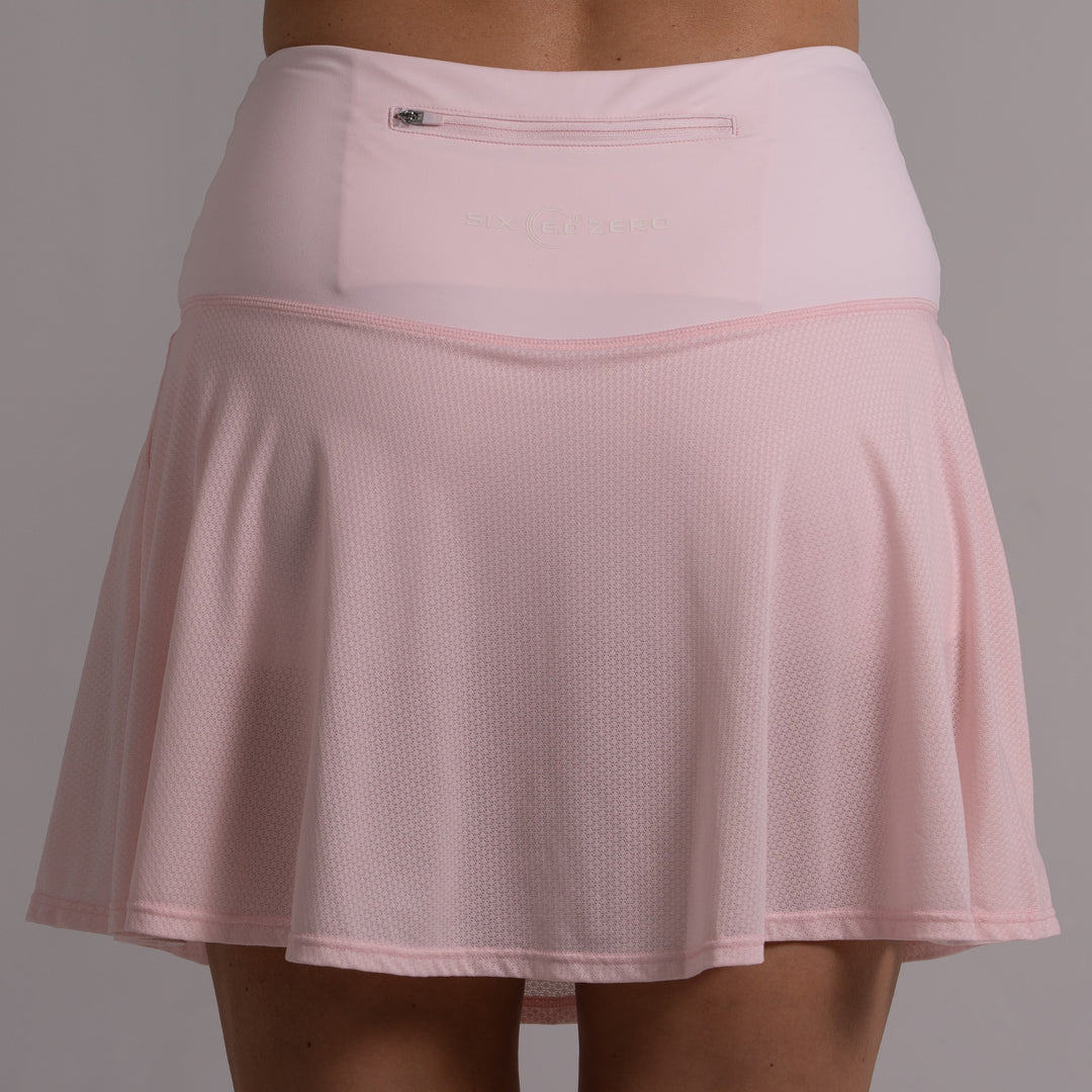 Womens Performance Court Skirt Barely Pink with Black Logo