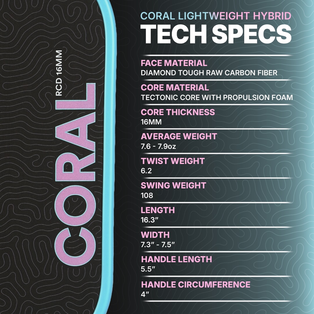 Lightweight Pickleball Paddle | Coral Lightweight by Six Zero