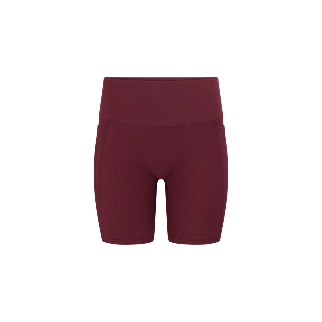 Womens Performance Tight Short Legging Burgundy with White Logo