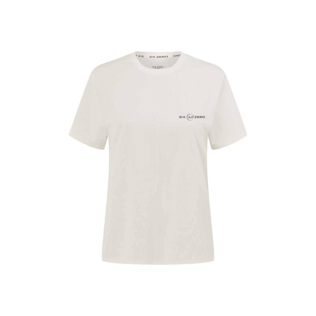 Womens Performance Active Tee Air Mesh Chalk with Black Logo