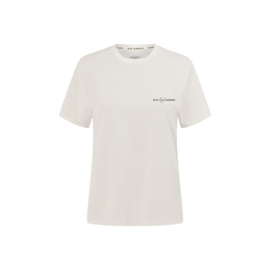 Womens Performance Active Tee Air Mesh Chalk with Black Logo