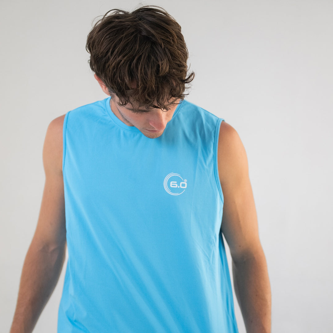 Mens Performance Power Tee 2XL Ocean Blue with White Logo