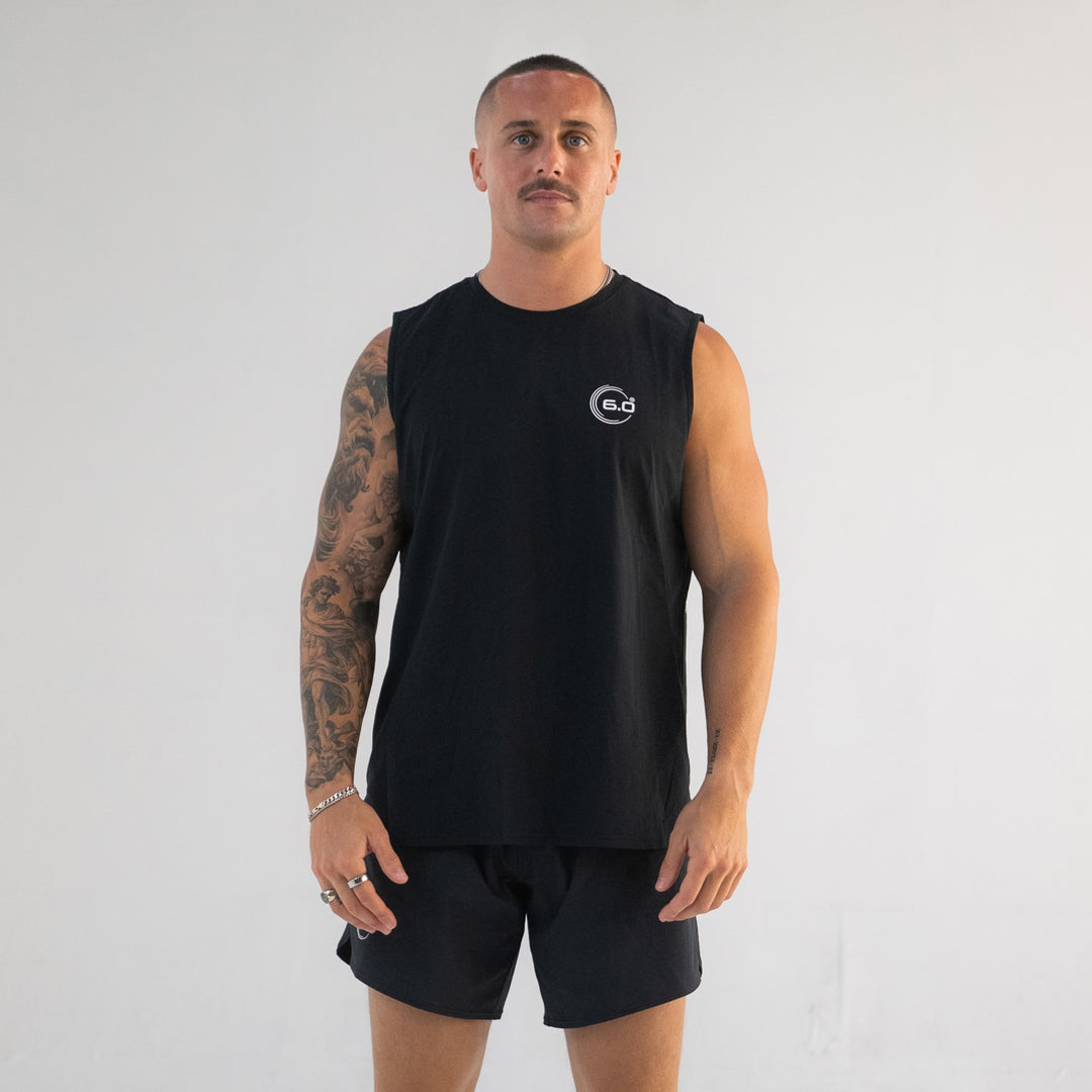 Mens Performance Power Tee Black with White Logo