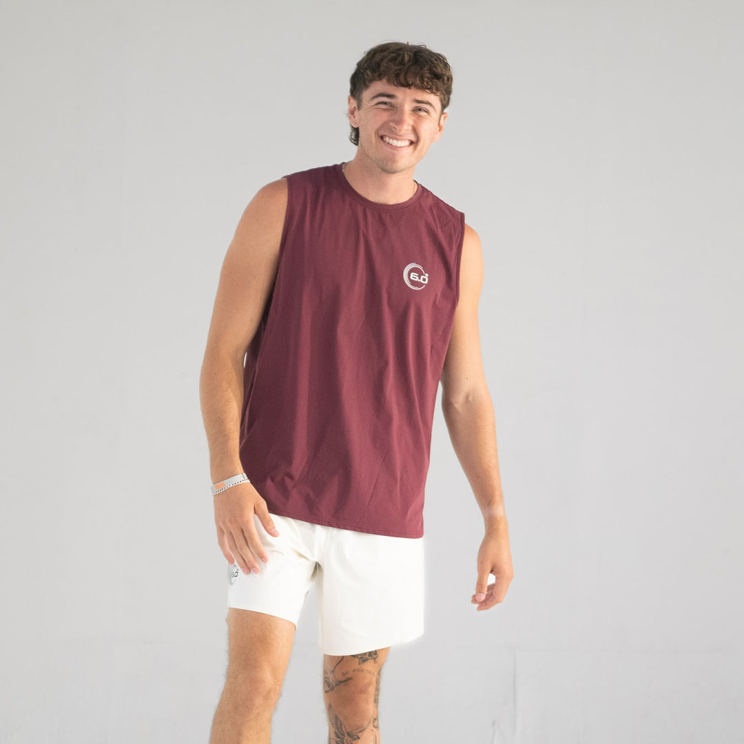 Mens Performance Power Tee Burgundy with White Logo